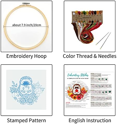 Louise Maelys Cute Hedgehog Embroidery Kit for Beginners Animal Craft