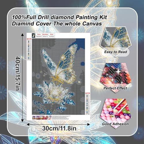 VeGuude Butterfly Diamond Art Kits for Adults Home Wall Decor Gift 12x16 in
