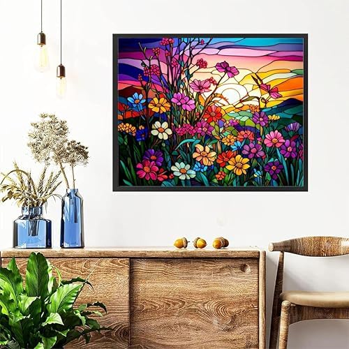 Flower Paint by Numbers for Adults with Framed Canvas - with Wooden Easel