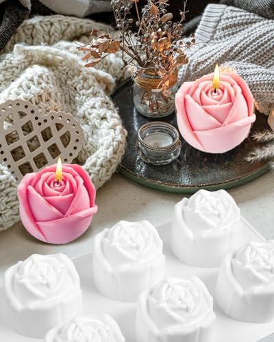 Rose Silicone Mold, Flowers Shape Silicone Molds Non-Stick 3D Baking Pan 6 Cavity Rose Molds For Chocolate Dessert Cheesecake Jelly Fondant Candy Cupcake Soap
