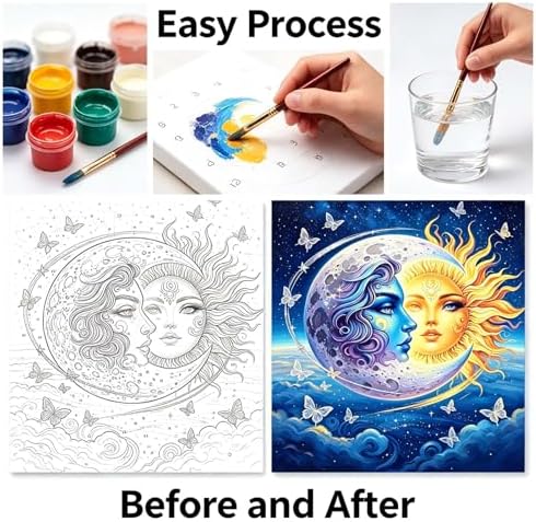 Paint by Numbers Kit for Adults - Sun & Moon Goddess, Celestial DIY Paint by Number, Oil Painting Style Canvas Art, Adults Paint by Number Kits for Relaxation & Wall Decor