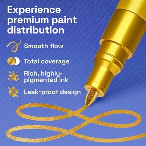 ARTISTRO Gold Paint Pens - Extra-Fine Tips - Set of 5