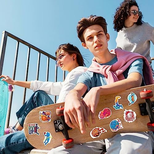 Basketball Stickers for Kids Teens Adults, 100PCS Vinyl Waterproof Basketball Sports Stickers for Water Bottle Laptop Skateboard