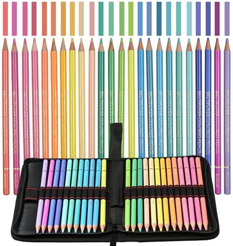Pastel Pencils,Oil Based Wooden Macaron Colored Pencil Set for Adults Coloring Books Drawing Sketching Art Supplies