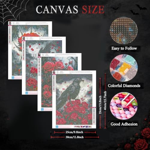 Gemozaic 4 Pack Gothic Diamond Art Kits for Adults, 12 x 16 Inch, Unframed