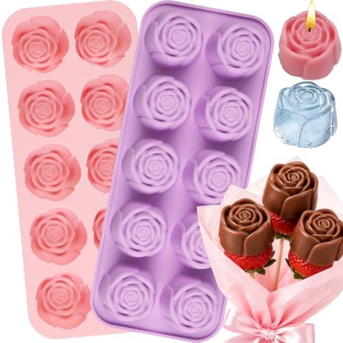 Rose Silicone Mold, 2 Pack Rose Chocolate Mold 20 Cavity