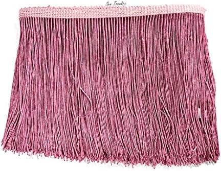 10 Yards of 4" Long Chainette Fringe Thread Yarn Tassel Trim Braid Fringe for Crafts Sewing and Decor-Mauve Pink