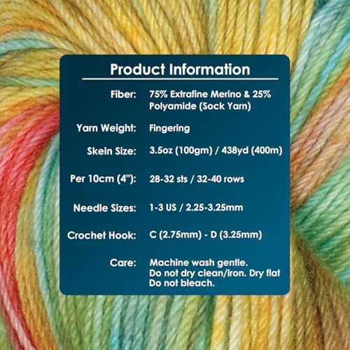 KnitPro Symfonie Fingering Weight Merino Wool Yarn 100g, Mystic Lagoon
