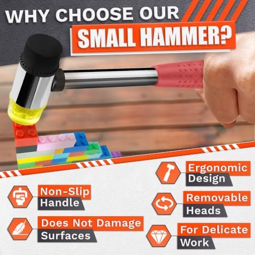 Small Pink Rubber Mallet Hammer 1", 25mm, Double Faced Non Marring Head