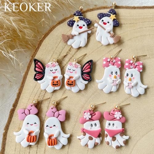 Keoker Cute Ghost Clay Cutters for Polymer Clay Jewelry, Halloween Polymer Clay Cutters Ghost, Fall Clay Earring Cutter