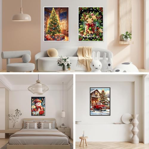 4 Pack Christmas Diamond Art Kits for Adults, DIY Christmas Wall Decor