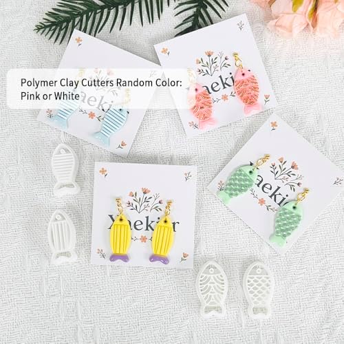 Xaekicr 4PCS Fish Polymer Clay Cutters Set - Clay Earring Cutters for DIY Jewelry Making, Ocean Style Polymer Clay Molds, Clay Tools for Earrings