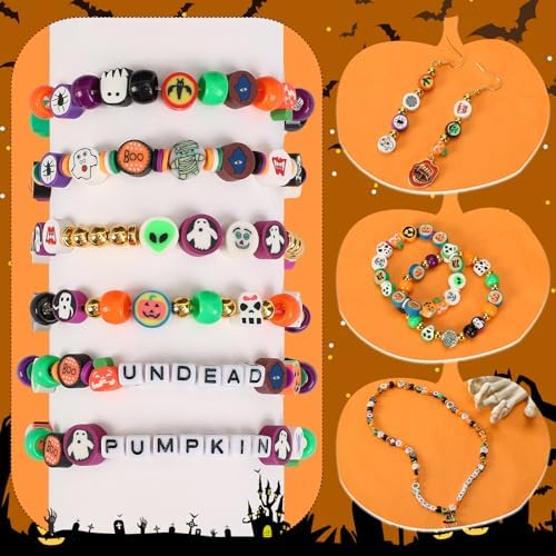 300Pcs Halloween Polymer Clay Beads for Jewelry Making