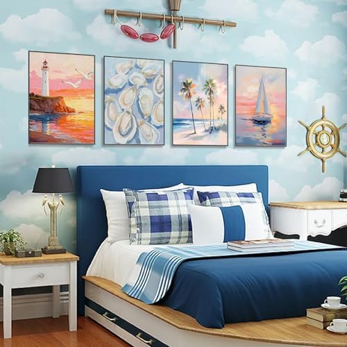 4Pack Beach Diamond Art Kits for Adults, Diamond Painting Kits for Beginner