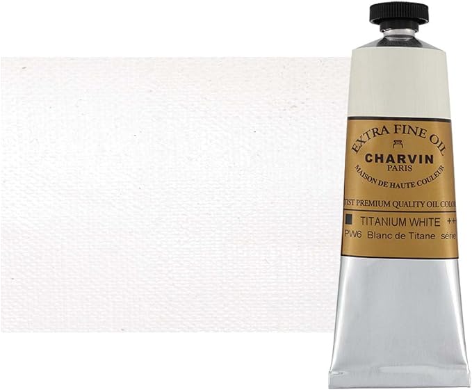 Charvin Extra Fine Oil Paint, Titanium White 60 ml - Triple-Milled, Rich Texture, Poppy Oil-Based, Light-Fast, Handmade, Archival Quality