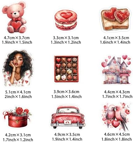 200 Pcs Valentines Day Heart Stickers for Journals Cards Gift Wrapping Scrapbooks DIY Crafts, Heart Stickers,Pink Red Love Theme Premium Craft Supplies