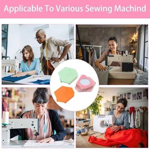 Anytin 3PCS Magnetic Seam Guide for Sewing Machine,Polygonal Multifucntional Seam Guide Hemmer with Scale, Universal Sewing Quilting Supplies Accessories Tools for Quilting, Hemming