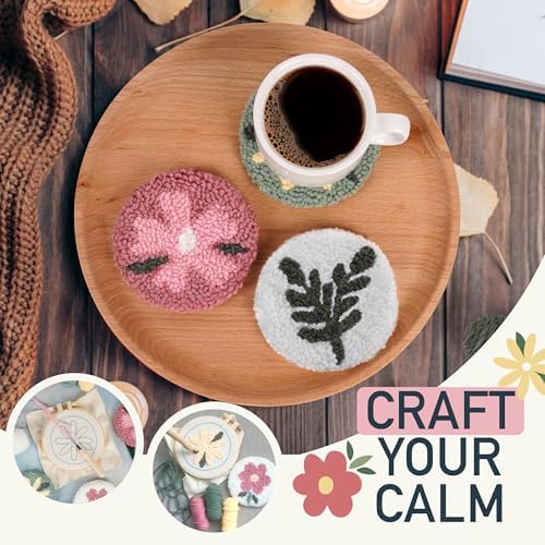 Emri Lane Punch Needle Kit – 6 Floral Design Punch Needle Embroidery Kit