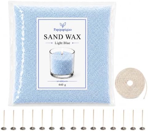 Sand Wax for Candle Making, 440g Refillable Candle Wax Sand, Light Blue