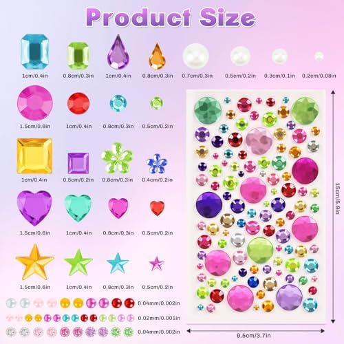 Gem Stickers, 6124Pcs Self-Adhesive Face Gems for Kids Crafts Nail Art DIY