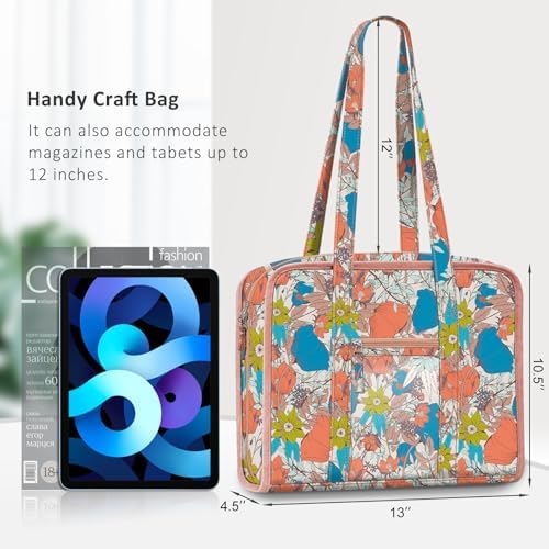FINPAC Sewing and Craft Supplies Storage Tote Bag with Clear Pockets