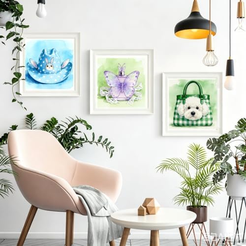 Canrichshop 4 Pack Paint by Number Beginner with Frame,Cute Adult Paint by Number Kits on Canvas, DIY Number Painting for Adults for Decor 8X 8 inch