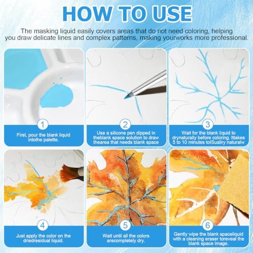 WANJAO Blue Masking Fluid for Watercolor Painting, Fast Drying Easy Peel