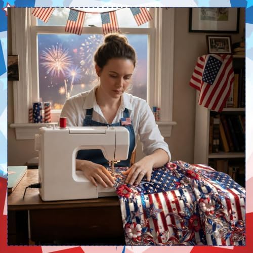 HunnmingRe 20 Pcs 10x10'' Patriotic Quilting Fabric Square 4th of July Precut Fabric Bundle American USA Flag Red White Blue Patchwork Material for Memorial Day Sewing DIY Craft 250 Anniversary