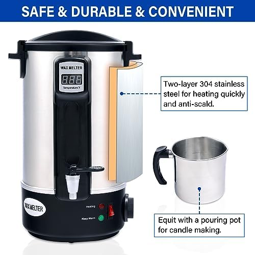 TCFUNDY Candle Making Wax Melting Pot 8L Electric Non-Stick DIY Wax Melter