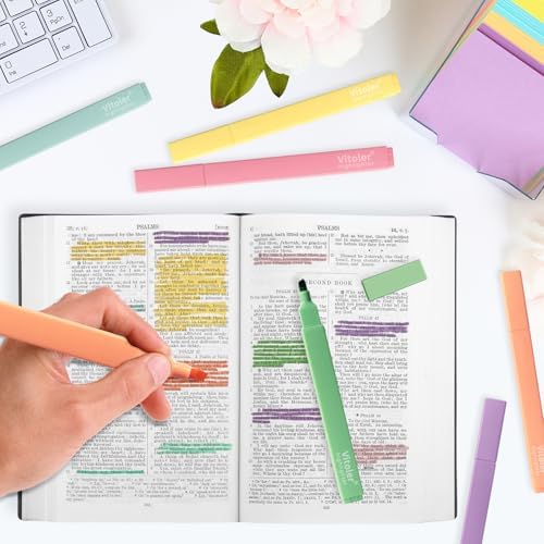 Vitoler Bible Highlighters No Bleed, Assorted Colors,Aesthetic Cute 8 pack | Assorted Color,Cute Pastel,high quality for bible study,books,journal,writing,school office