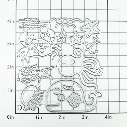 Marine Animals Whales Octopuses Metal Cutting Dies for Card Making