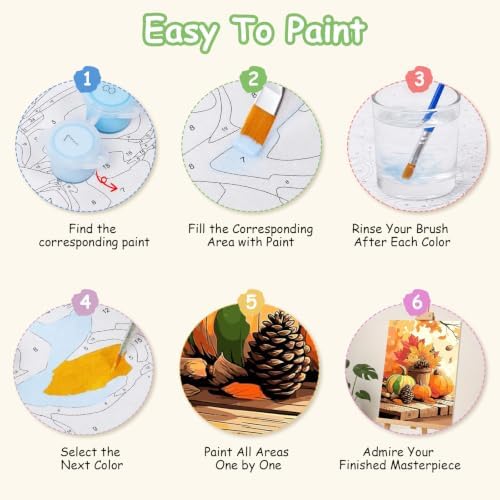 Spandrel Pumpkin Framed Paint by Numbers Kit for Adult, Halloween Adult Paint by Number Kits on Canvas, DIY Acrylic Oil Easy Autumn Painting by Numbers Fall for Home Wall Decor, 8x12in