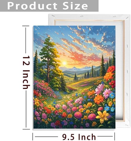 ldazao Landscape Framed Paint by Numbers Kit for Adults, Paint by Number Artist Flowers,Flower DIY Canvas Oil Painting Paint by Number for Gift Home Wall Decor 9.5x12 Inch