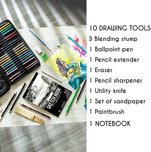Zenacolor 74 Pack Drawing Kit with Drawing Pencils - Drawing Set for Sketching, Pro Sketch Art Supplies with Sketch Book, Colored, Graphite, Charcoal, Watercolor & Metallic Pencil for Adults and Kids