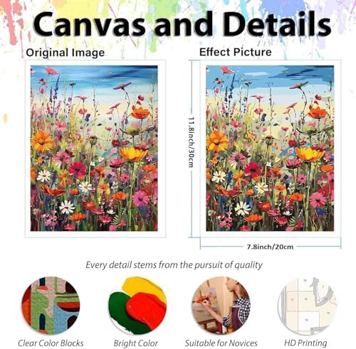 DYAIANGMU 4 Pack Paint by Numbers Kit for Adults Beginners 7.8X11.8 inch