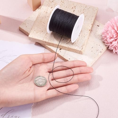 Elecrelive 43 Yards Black String for Bracelets, 0.6mm Black Nylon Thread