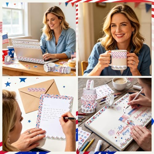 Patriotic Flower Washi Tape Strong Adhesion for Gift Wrapping
