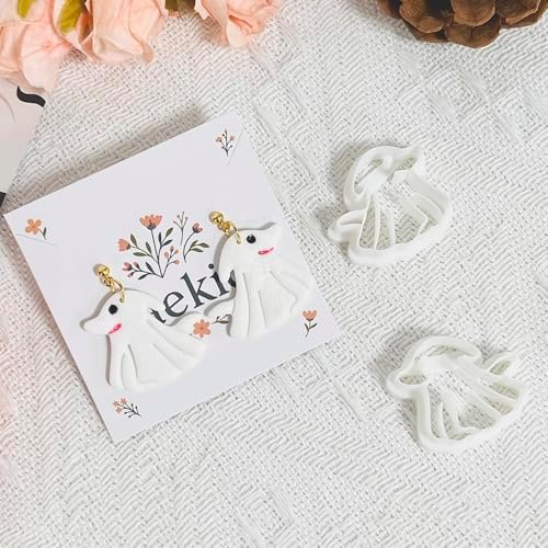 Xaekicr Halloween Ghost Dog Polymer Clay Cutters – Cute Clay Earring Cutters for DIY Jewelry Making, Polymer Clay Molds and Craft Tools, Set of 2