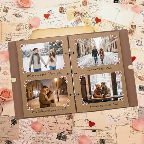 Vienrose Photo Album Scrapbook Kit, 9x6.5 Inch, 100 Pages, Dark Brown