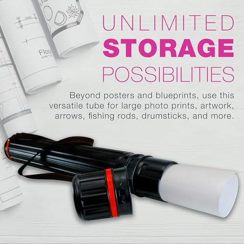 U.S. Art Supply Poster Tube - Telescoping Adjustable, 4" Diameter