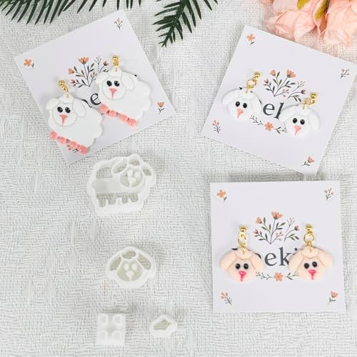 Xaekicr 4PCS Dog & Sheep Clay Cutters – Cute Polymer Clay Earring Cutters Set for Jewelry Making, Animal Clay Tools for DIY Projects, Polymer Clay Molds