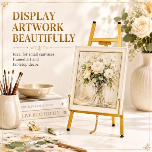 Tudomro 4 Pcs 13.3 Inch Tabletop Gold Easel Stand for Sign Picture
