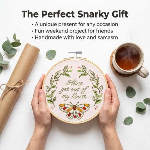 FUNATIC Please Get Out of My House Funny Embroidery Kit for Adults