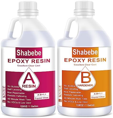 Shabebe Epoxy Resin, 2Gallon Epoxy Resin Crystal Clear, Not-Yellowing No-Bubble,Self Leveling Easy Pour/Mix 1:1 Casting Kit & Coating for DIY Jewelry Making, Art Resina Clear Crafts,Molds,River Tables