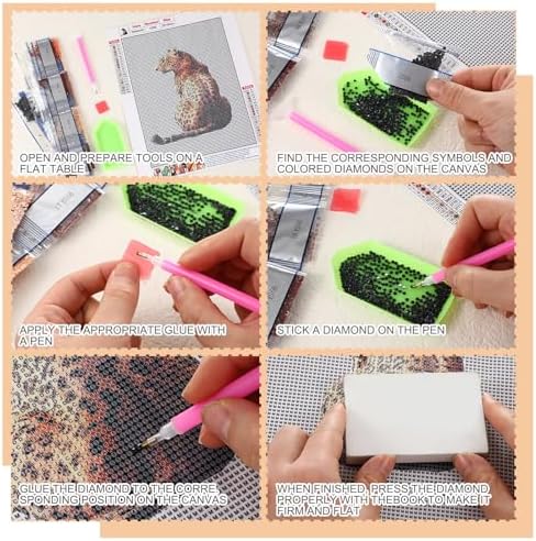 Yeaqee 4Pcs Diamond Art Kits for Adult Gem Painting Kit, Leopard Print