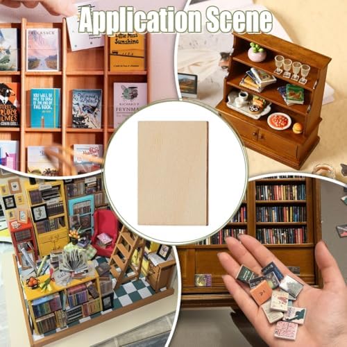 PH PandaHall 100pcs Blank Mini Books for Miniature Bookshelf Wooden Dollhouse Books Miniature Book Tiny Book for DIY Crafts Build Your Own Tiny Library Scene Build Decoration Accessories, 29x19x3mm