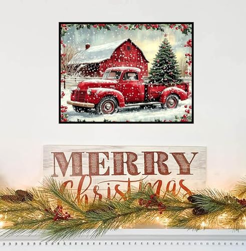 ijbnhd Christmas Red Truck Diamond Art Kits for Adults
