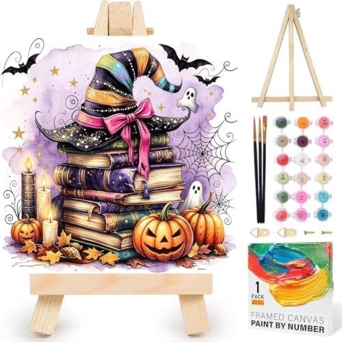bleihum Halloween Paint by Numbers Kit for Adults with Frame Easel