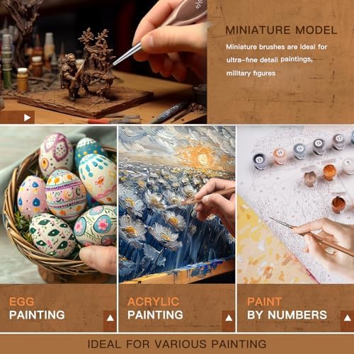 Detail Paint Brushes 5/0, Golden Maple 6PC Extra Fine Detail Miniature Paint Brush Set Very fine Paint Brushes for Miniature Painting Small Scale Models Acrylic Watercolor Oil, Rose Gold