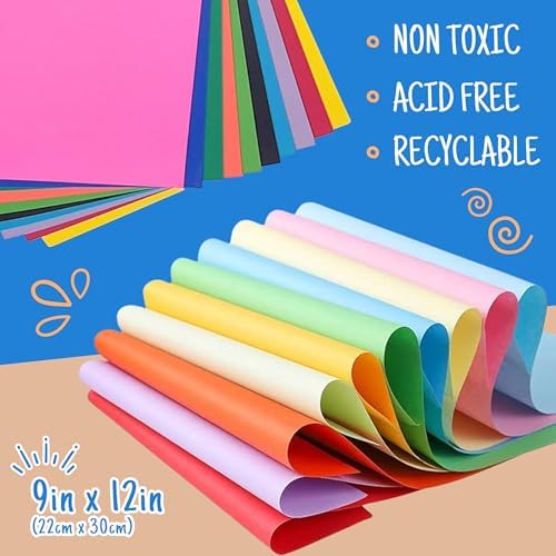 Craftzilla Arts and Crafts Kit for Kids – 11 Colored Masking Tape Rolls, 240 Sheets Construction Paper Assorterd Colors, Kid-Safe Scissors – All-in-One Kids Art Supplies Set - Arts and Craft Supplies